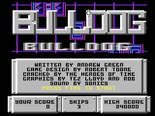 Bulldog title screen for Commodore 64