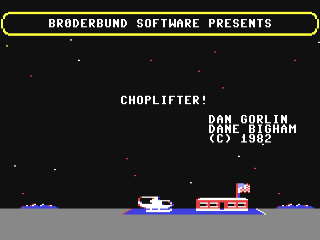 Choplifter title screen for Commodore 64