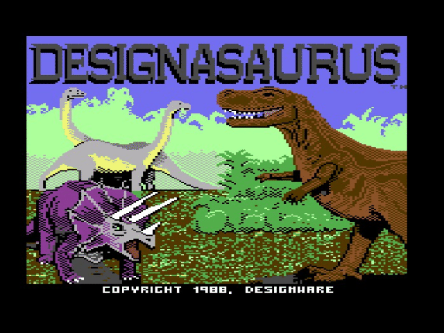 Designasaurus title screen for Commodore 64