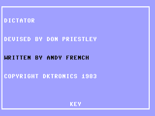 Dictator title screen for Commodore 64