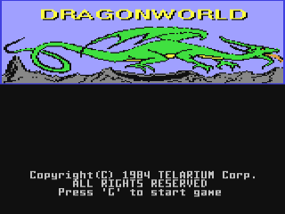 Dragonworld title screen for Commodore 64