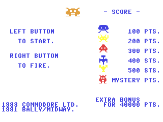 Gorf title screen for Commodore 64