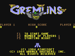 Gremlins title screen for Commodore 64
