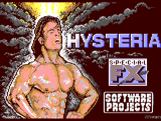 Hysteria title screen for Commodore 64