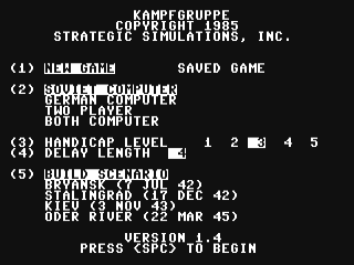 Kampfgruppe title screen for Commodore 64