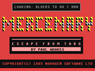 Mercenary title screen for Commodore 64