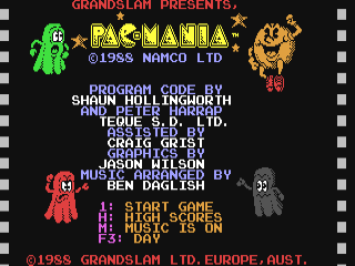 Pac-Mania title screen for Commodore 64