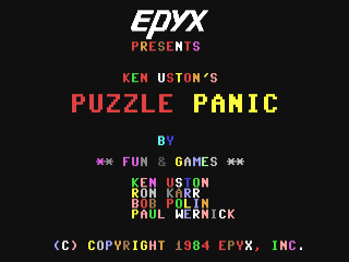 Puzzle Panic title screen for Commodore 64
