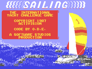 Sailing title screen for Commodore 64