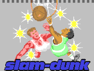 Slam-Dunk title screen for Commodore 64