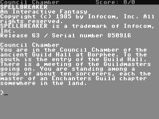 Spellbreaker title screen for Commodore 64