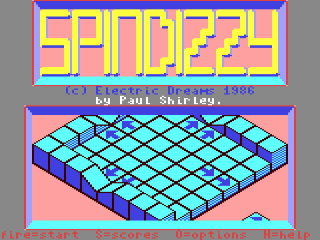 Spindizzy title screen for Commodore 64