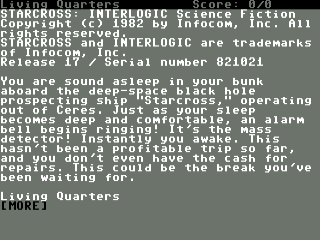 Starcross title screen for Commodore 64