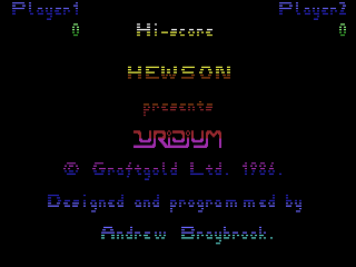 Uridium title screen for Commodore 64