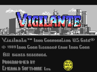 Vigilante title screen for Commodore 64