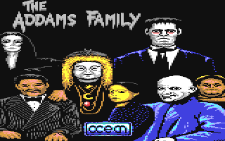 Addams Family title screen for Commodore 64