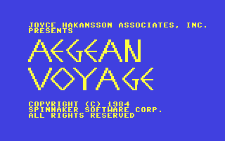 Aegean Voyage title screen for Commodore 64