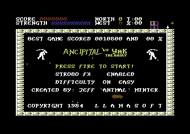 Ancipital title screen for Commodore 64