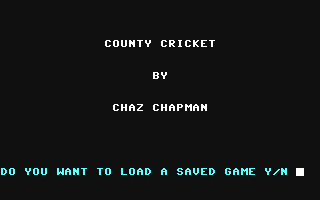 County Cricket title screen for Commodore 64