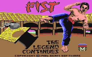 Fist II: The Legend Continues title screen for Commodore 64