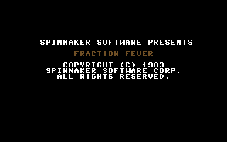 Fraction Fever title screen for Commodore 64