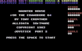 Haunted House title screen for Commodore 64