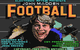 John Madden Football title screen for Commodore 64