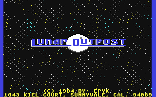 Lunar Outpost title screen for Commodore 64