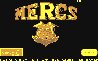 MERCS title screen for Commodore 64