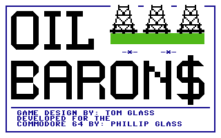 Oil Barons title screen for Commodore 64