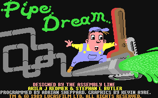 Pipe Mania title screen for Commodore 64