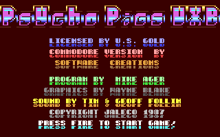 Psycho Pigs UXB title screen for Commodore 64