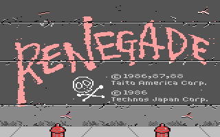 Renegade [Cassette] title screen for Commodore 64