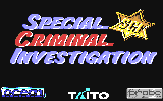 SCI Special Criminal Investigation title screen for Commodore 64