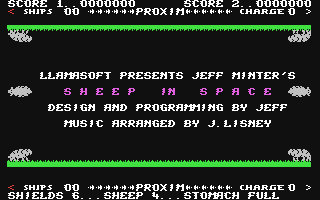 Sheep in Space title screen for Commodore 64