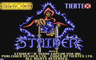 Strider II title screen for Commodore 64