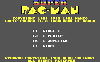 Super Pac-Man title screen for Commodore 64