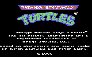 Teenage Mutant Hero Turtles title screen for Commodore 64