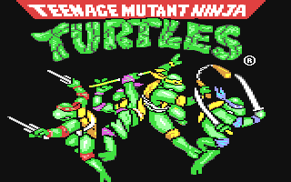Teenage Mutant Ninja Turtles: The Arcade Game title screen for Commodore 64