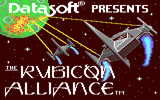The Rubicon Alliance title screen for Commodore 64