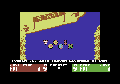 Toobin' title screen for Commodore 64
