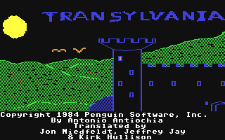 Transylvania title screen for Commodore 64