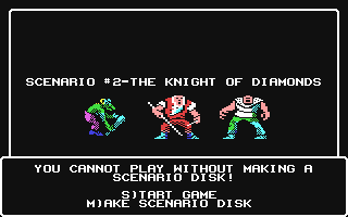 Wizardry Knight of Diamonds the Second Scenario title screen for Commodore 64