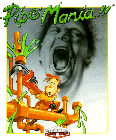 Pipe Mania box art for Amiga