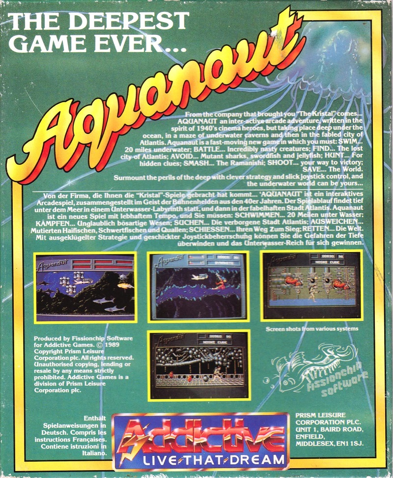 Aquanaut box art for Amiga