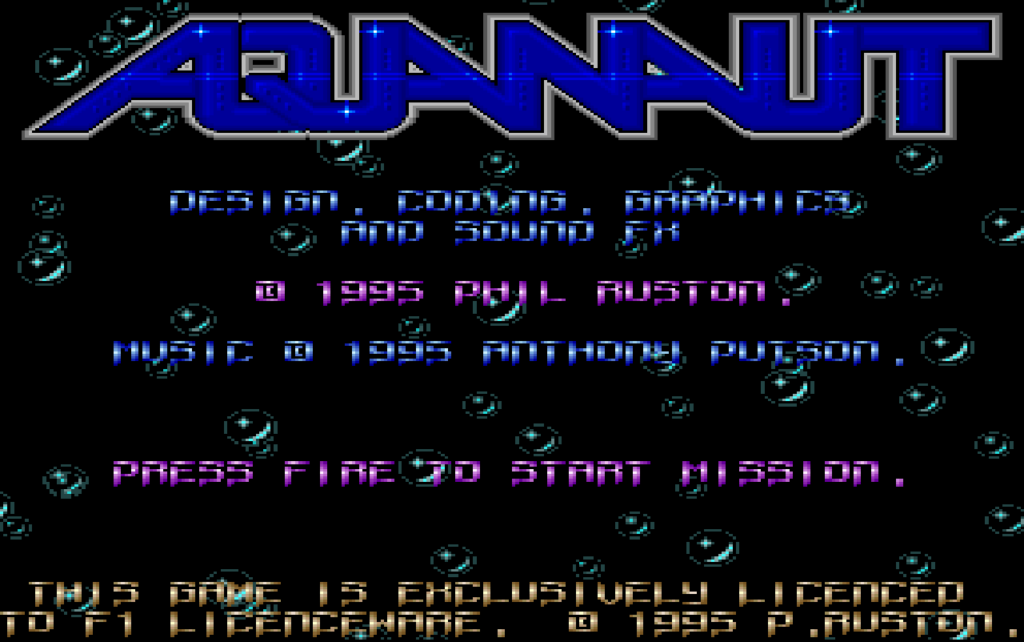 Aquanaut title screen for Amiga