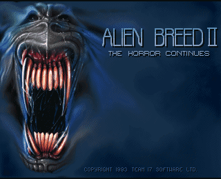 Alien Breed II: The Horror Continues title screen for Amiga