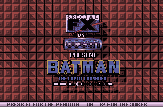 Batman: The Caped Crusader title screen for Amiga