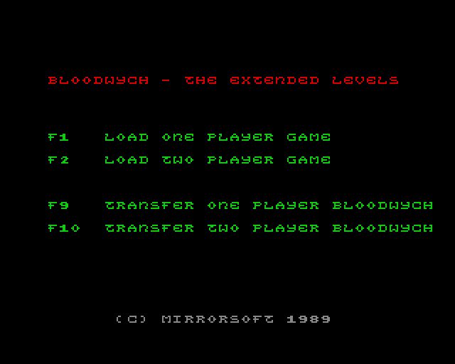 Bloodwych: Data Disks Vol. 1 title screen for Amiga