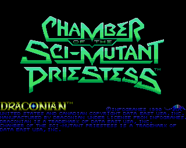 Chamber Of The Sci-Mutant Priestess title screen for Amiga